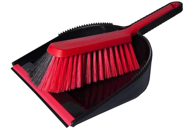 Kehrgarnitur HEAVY DUTY mit Dual Effekt, schwarz/ rot 34x22.5cm Rosshaar/Polyest