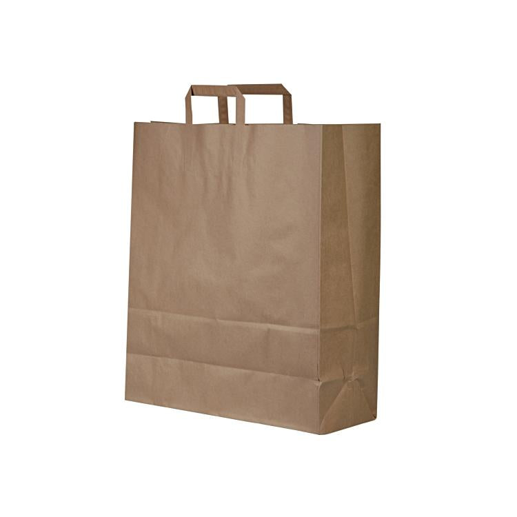 Tragetasche 32x14x42cm Karton ä 250 Stück, braun Papier 80g/m2, Flachgriff