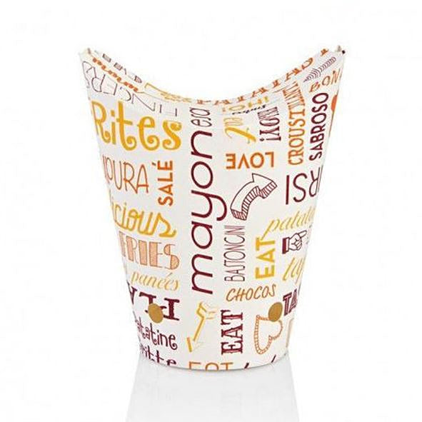 Pommes-Frites Box PAROLE L Pack à 50 Stk, Karton, weiss D 85mm,H180mm,660ml,m Ve