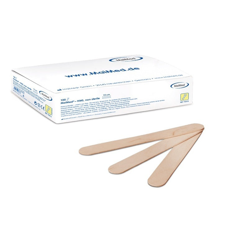 Holzmundspatel unsteril 150 mm lang, 20 mm breit, 100 Stk./Dispenser