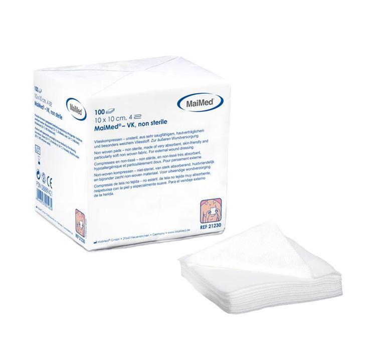 Vlieskompressen 10 x 10 cm 100 Stück per Pack, unsteril 4-fach