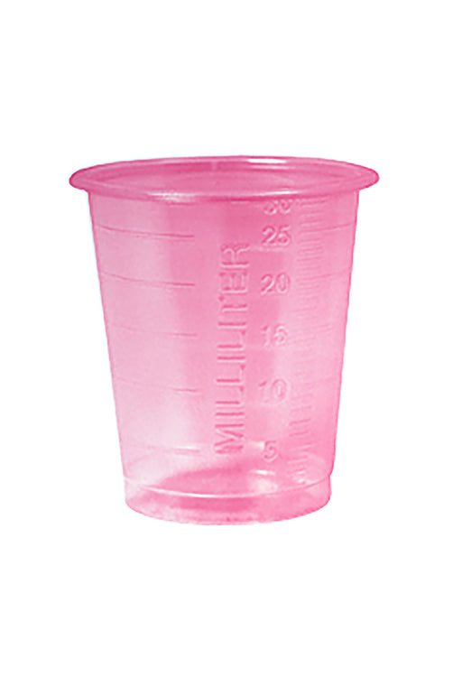 Medizinbecher in verschiedene Farben 30ml, graduiert, 80 Stk / Beutel