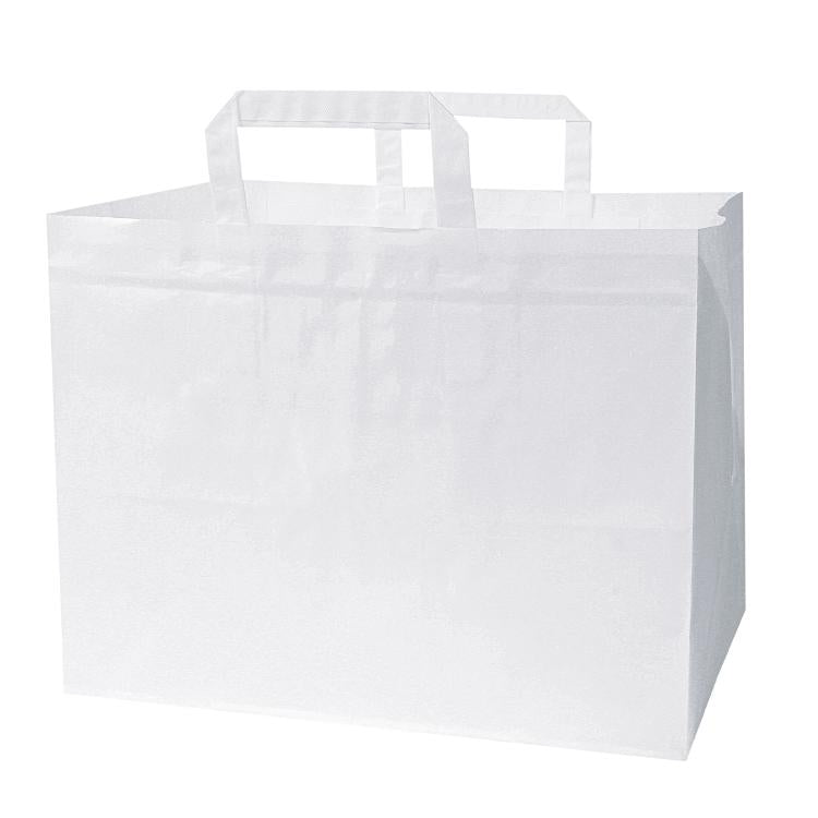 Tragetasche 31.7x21.8x24.5cm Karton ä 250 Stück, weiss Papier 70g/m2, Flachgriff