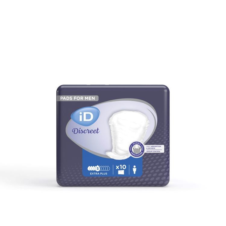 iD Discreet for Men Extra Plus Beutel à 10 Stk, blau, 505ml Pads, 305x185/70mm