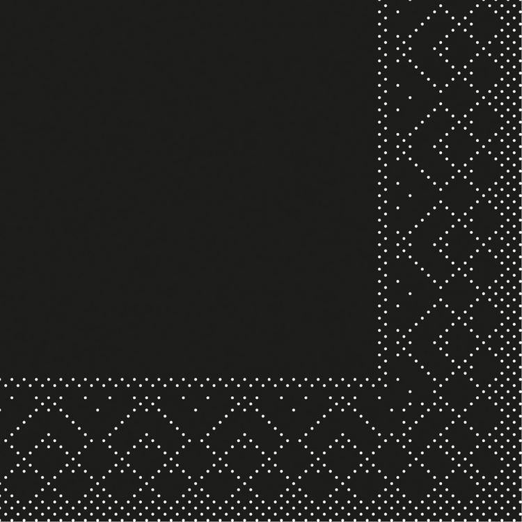 Serviette BASIC SCHWARZ Pack à 300 Stück 20x20cm 1/4 Falz Tissue 3 lag