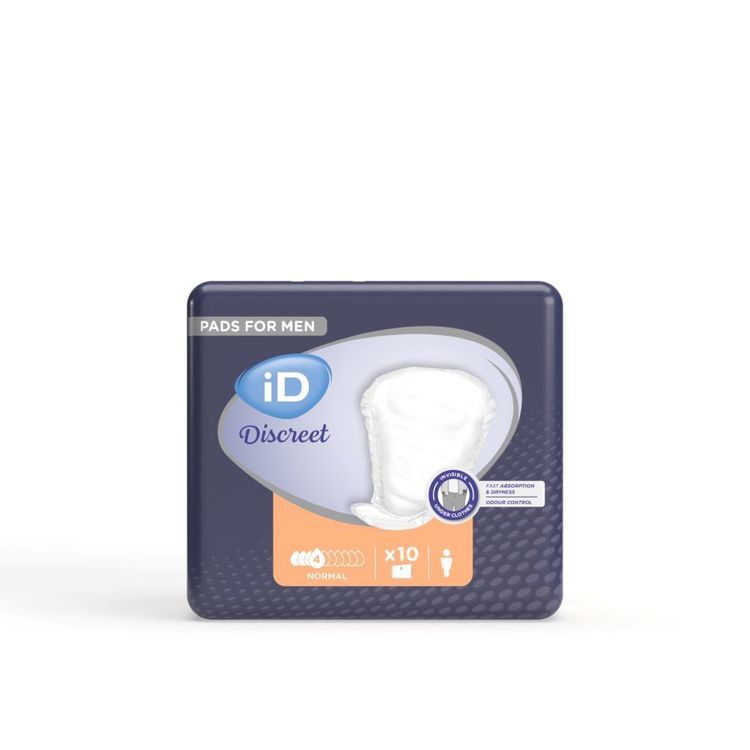 iD Discreet for Men Normal Beutel à 10 Stk, orange, 385ml Pads, 305x185/70mm