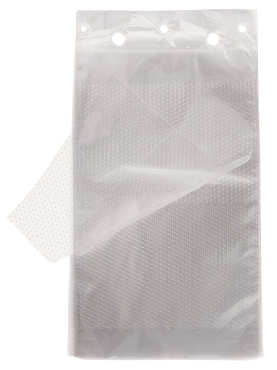 Flachbeutel 150x250mm geblockt Pack à 100 Stk, transparent PP, mikropferforiert,