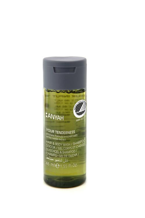 ANYAH Duschgel & Shampoo 46ml Karton à 216 Flakon, Ecocert mit weissem Brennesse