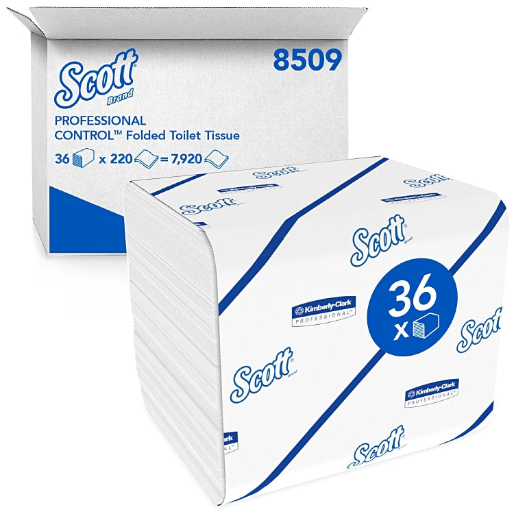 SCOTT Toilet Tissue weiß, 2-lagig,11,7 x 18,6 cm, 36 x 220 Blatt, Einzelblatt