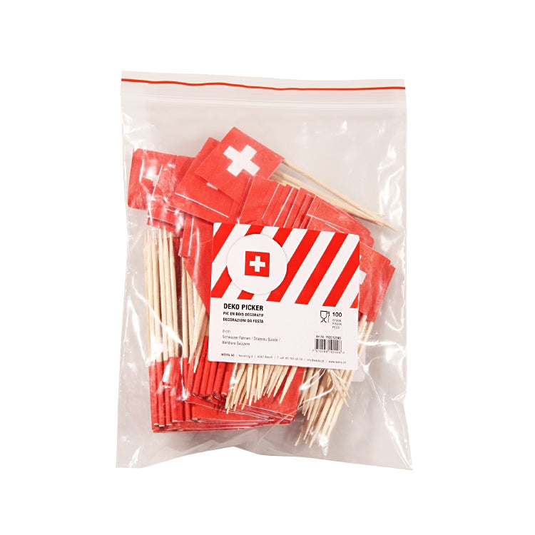 Deko Picker Schweizer Fahnen Pack à 100 Stück 8 cm