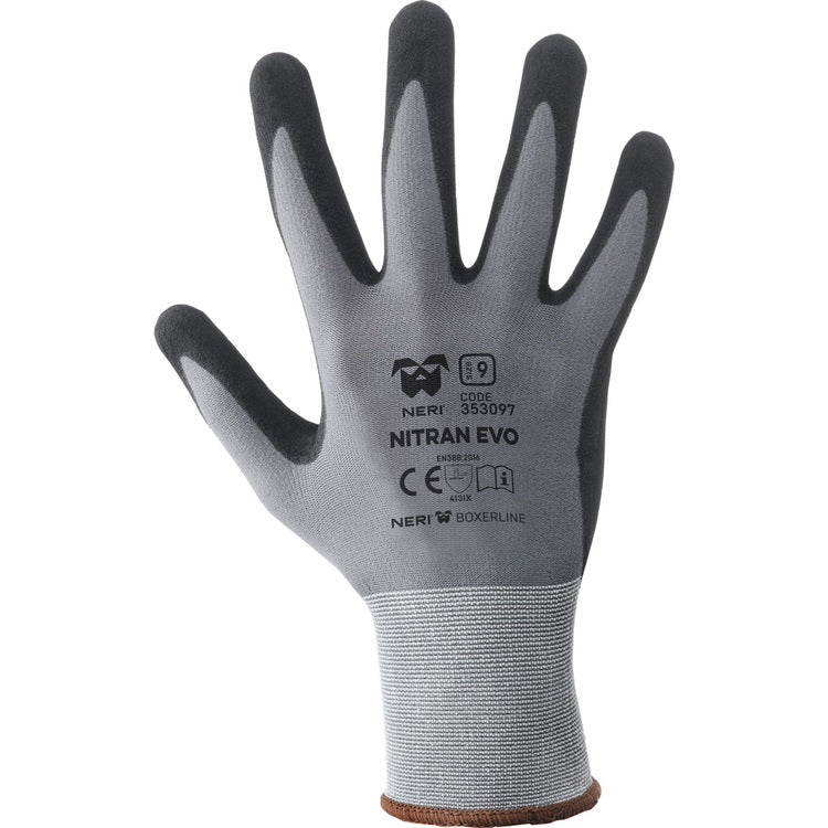 NERI NITRAN EVO, Gr. 8-10 (M-XL) Mechanischer Schutzhandschuh Schwarz, grau