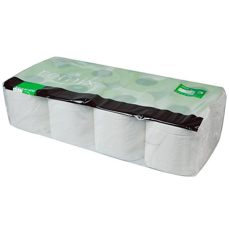Toilettenpapier Venardo Remix weiss,3-lagig,Sack 8x8=64 Rll. recy/mix, 200 Cps,9