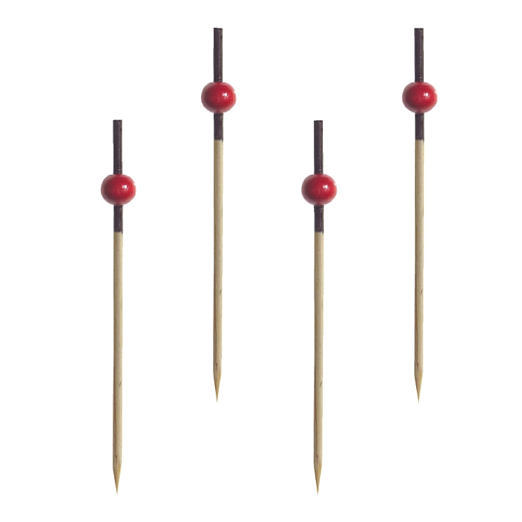 Fingerfood-Spiess RED PEARL Pack à 250 Stk, Holz, natur L 7cm, mit roter Perle