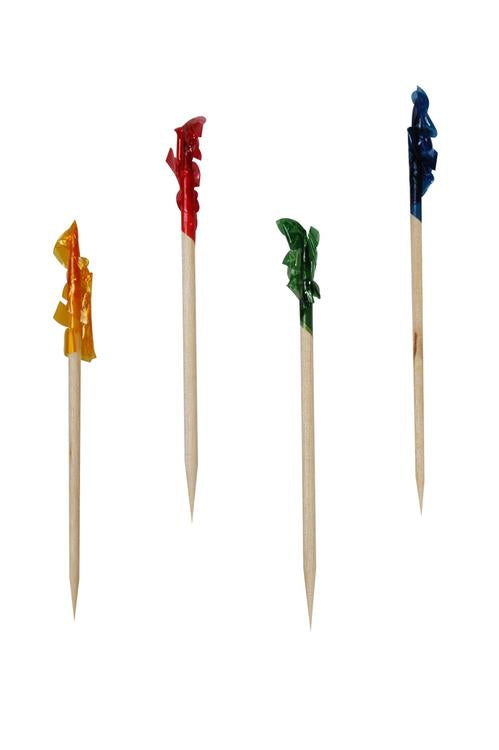 Deko-Picker FRILLS Pack à 1000 Stk, Holz Farbig sortiert, L 6.8cm