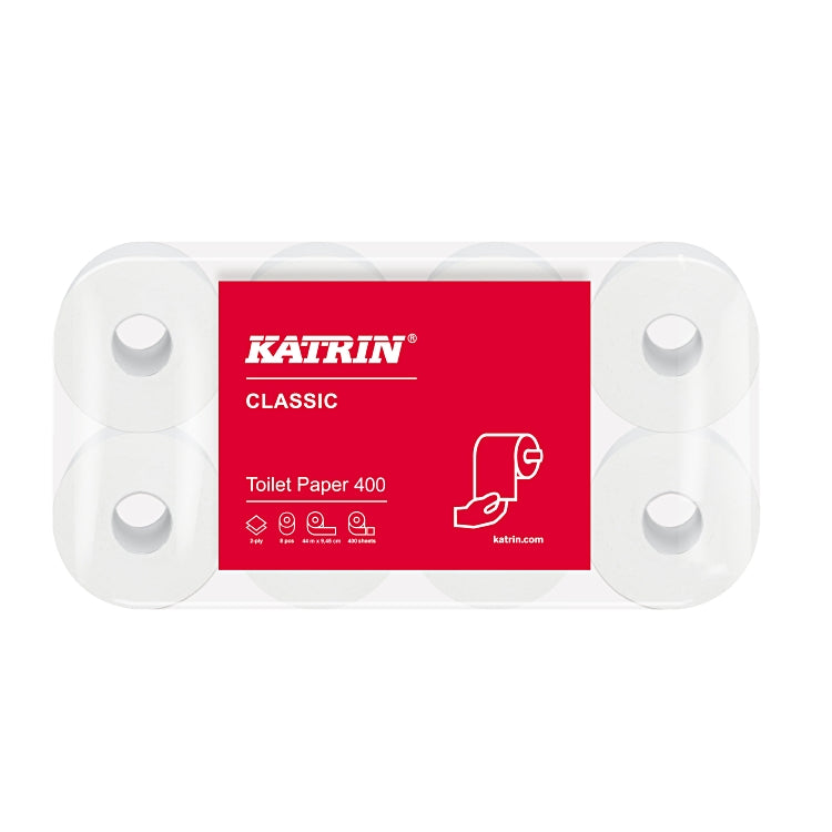 Toilettenpapier Katrin Classic Sack à 6x8= 48 Rollen, weiss 2-lag, 400 Coupons