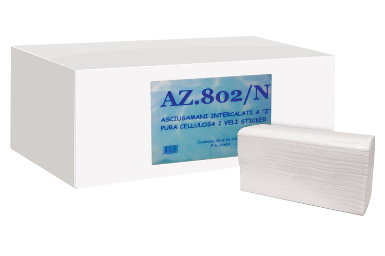 Papierhandtücher Interfold Karton à 25x150=3750 Stk 2-lag, 24x24cm,Zell., FSC-Mi