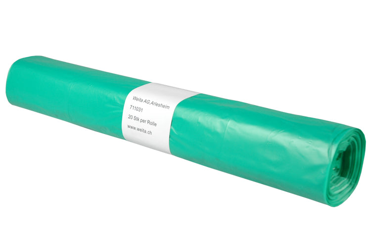 Wäschesack grün 25my Rolle à 20 Stk 25my, HDPE, 400/200 x 1200 mm