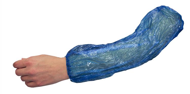 Aermelschoner PE blau 40x20 MM Beutel à 100 Stk 40x20 cm, 20 mikrons, machine