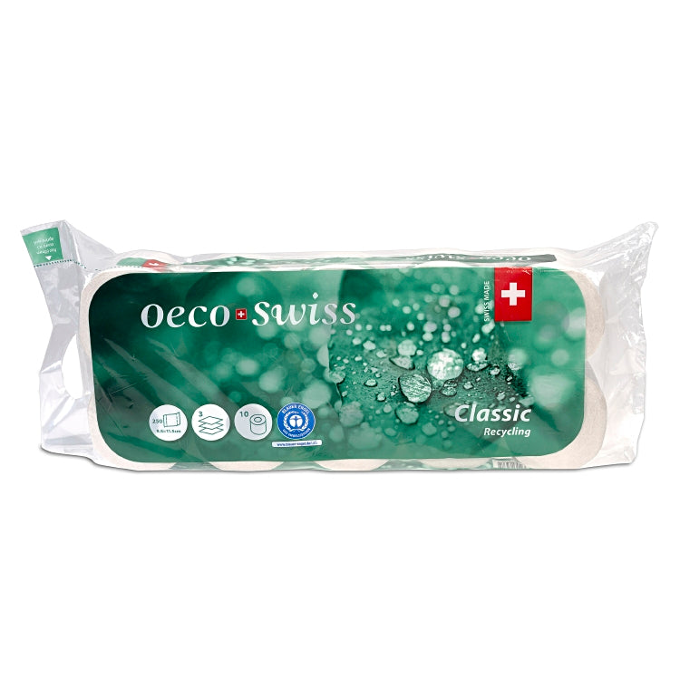 Toilettenpapier OecoSwiss recy Sack à 6x10=60 Rollen,weiss 3-lagig,250 Cps.,Bubb