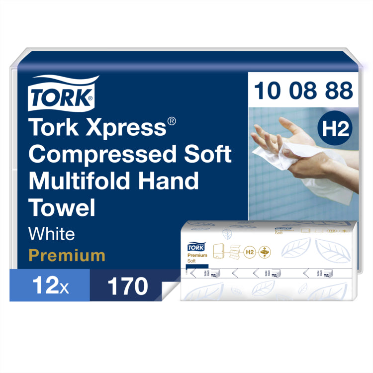 Papierhandtücher Tork Xpress Sack 12x170 =2040 Stück,weiss 21.2x32 cm,2 lag, Mul