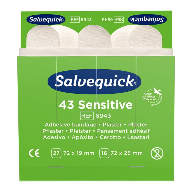 Salvequick Pflaster Sensitive Etui à 43 Pflaster, Refill 27 x 72x19mm, 16 x 72x2