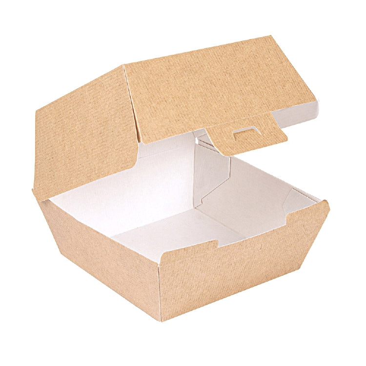 Burgerboxen 144x136x92mm Pack à 50 Stück, Klappdeckel 220gr Natur Feinkarton, br