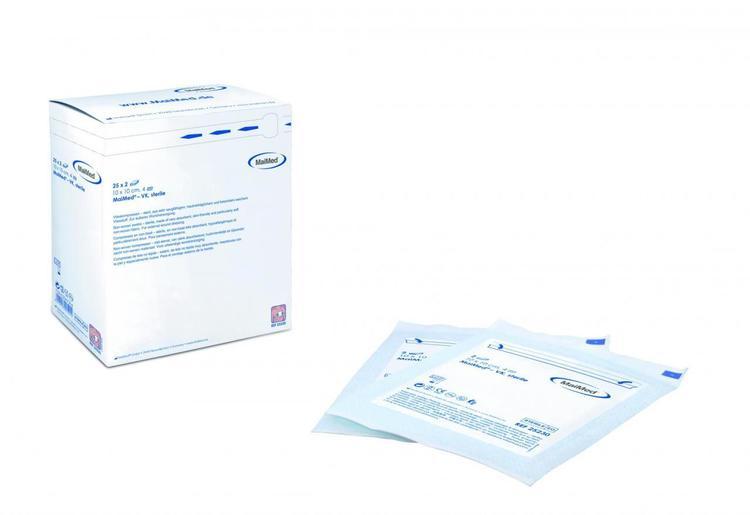 Vlieskompressen 10x10 cm steril,25 x 2 Stück per Disp. 4-fach