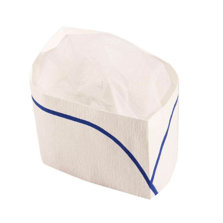 Prince weiss und Blau (KP-V) Dispenser à 100 Stück Schiffchenmütze aus Krepp-Pap