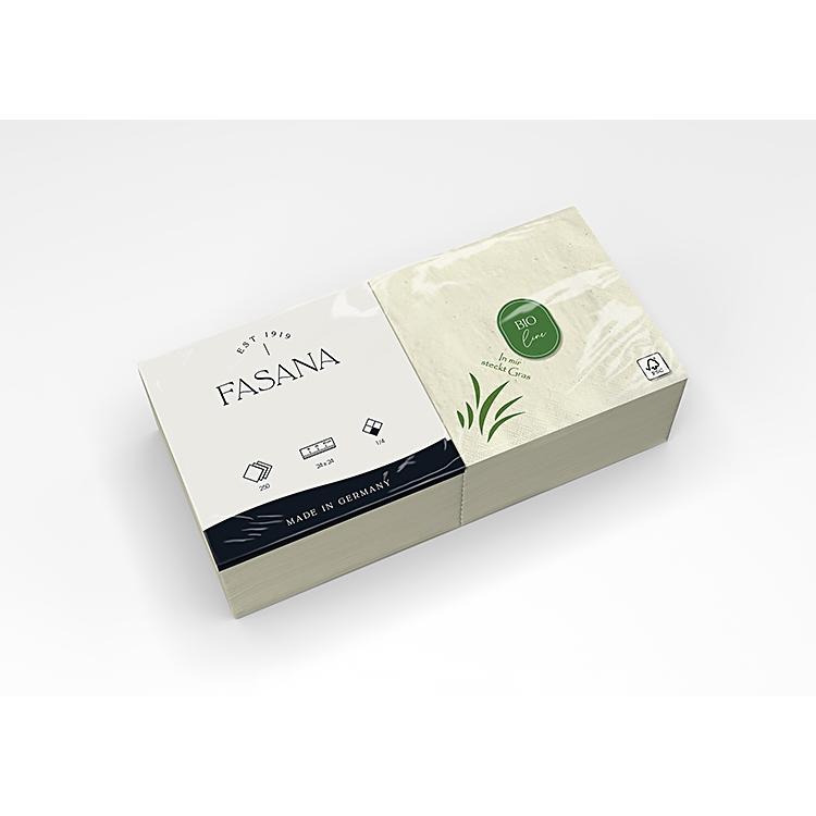 Servietten Fasana Bio Line Pack à 250 Stück, 2 Lagig 24 x 24 cm, 1/4 Falz, 45gm2