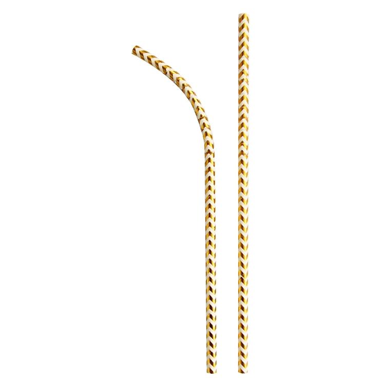 Papiertrinkhalm gold/weiss Pack à 150 Stück 6 mm x 21 cm, flexibel