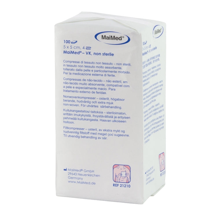Vlieskompressen 5 x 5 cm 100 Stück per Pack, unsteril 4-fach