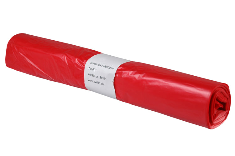 Wäschesack rot 25my Rolle à 20 Stk 25my, HDPE, 400/200 x 1200 mm