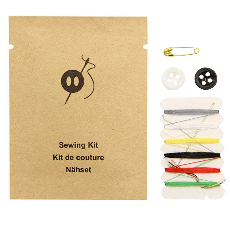 Nähset im Papiersachet Pack à 250 Stück, m. Piktogram Nadel, 2 Knöpfe transparen