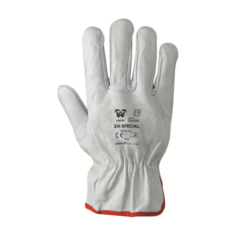 NERI 214 SPECIAL, Gr. 8-11 (M-XXL) Lederhandschuhe, weiss Rindnarbenleder
