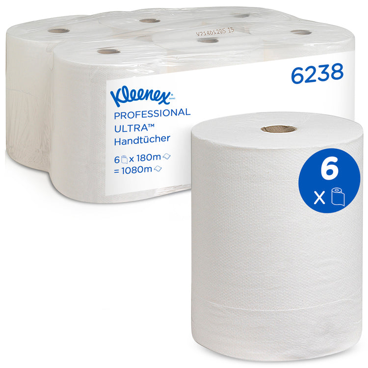 Kleenex Ultra Handtuchrolle Sack à 6 Rollen à 180m, weiss B 20 cm, 2 lagig, DM 1