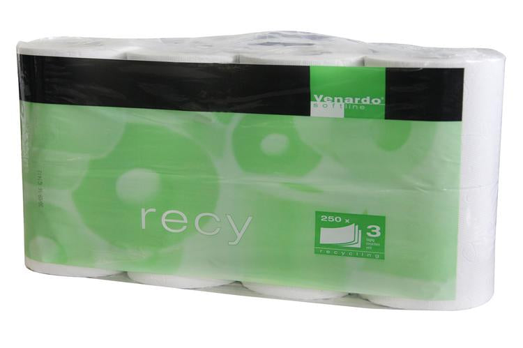 Toilettenpapier Venardo Recy Sack à 8 x 8 = 64 Rollen 9.5x11cm, 3 lagig, 250 Bla