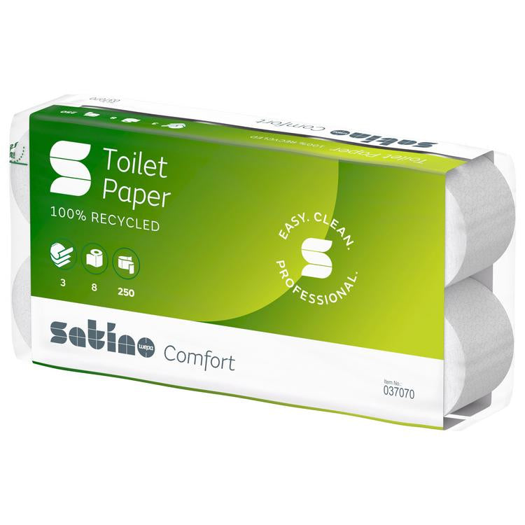 Toilettenpapier Satino Comfort Sack à 9 x 8 Rll à 250 Cps 3-lagig,Recycling, 9.5