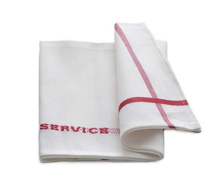 Servicetuch 50x70cm weiss/rot Mit Einwebung SERVICE 49% Baumwolle, 51% Leinen,