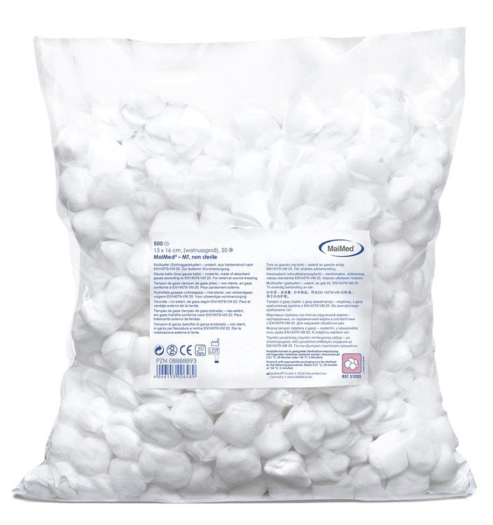 Mulltupfer 10 x 10 cm unsteril Schlinggazetupfer aus Verband- mull, 20-fädig, 10