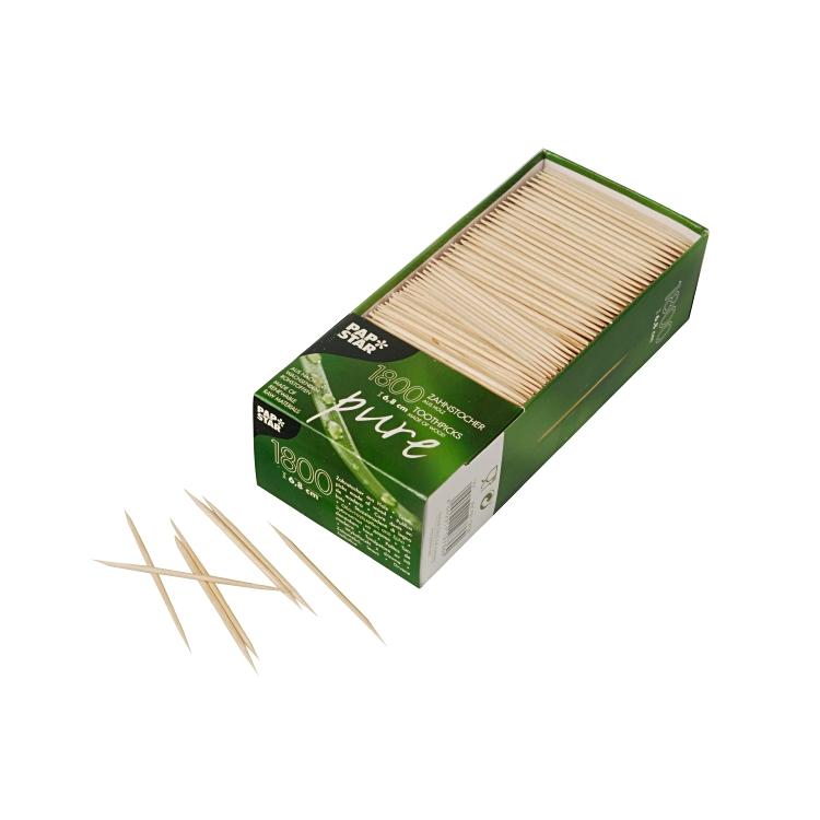 Zahnstocher Holz PURE 6.8cm Pack à 1800 Stk, rund Ungehüllt