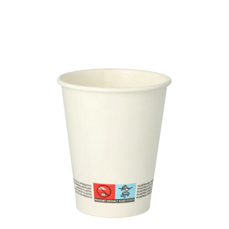 Trinkbecher Pappe TO GO 2dl Pack à 50 Stk, weiss H 9.2cm, D 8cm, PLA besch.
