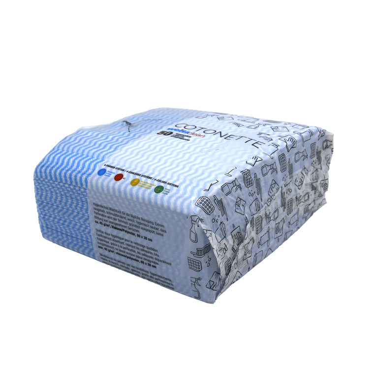 Cotonette blau 38 x 60 cm Beutel à 50 Stk 55%zell/45%Polyester 1/4 Fold