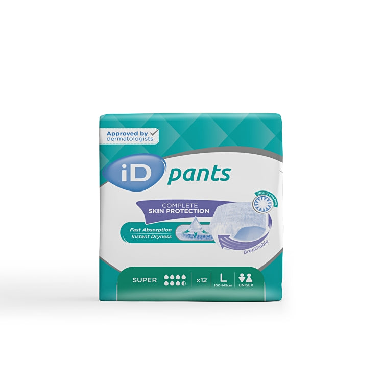 iD Pants Super L 12 Stk / Beutel Grün 1950ml Taillenumfang 100-145 cm