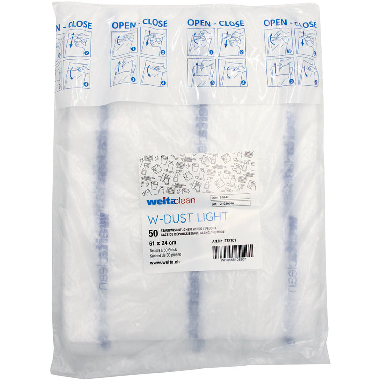 W-DUST Light Weiss 61x24cm Beutel à 50 Stk, ölimprägniert PP Spun 16g+4g/m2 mit