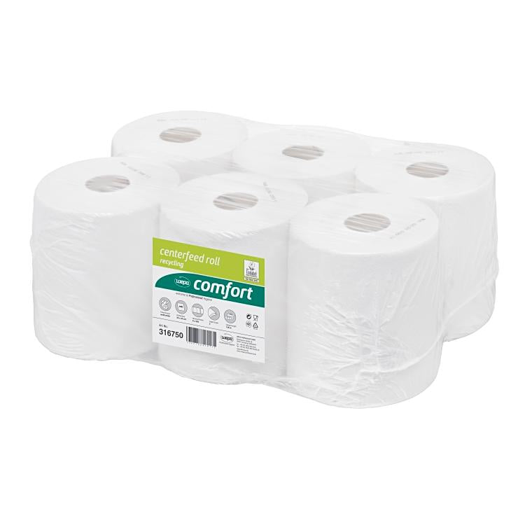 Handtuchrollen Innenabwicklung Sack à 6 Rollen, Recycling, hochweiss, 20cm x 35