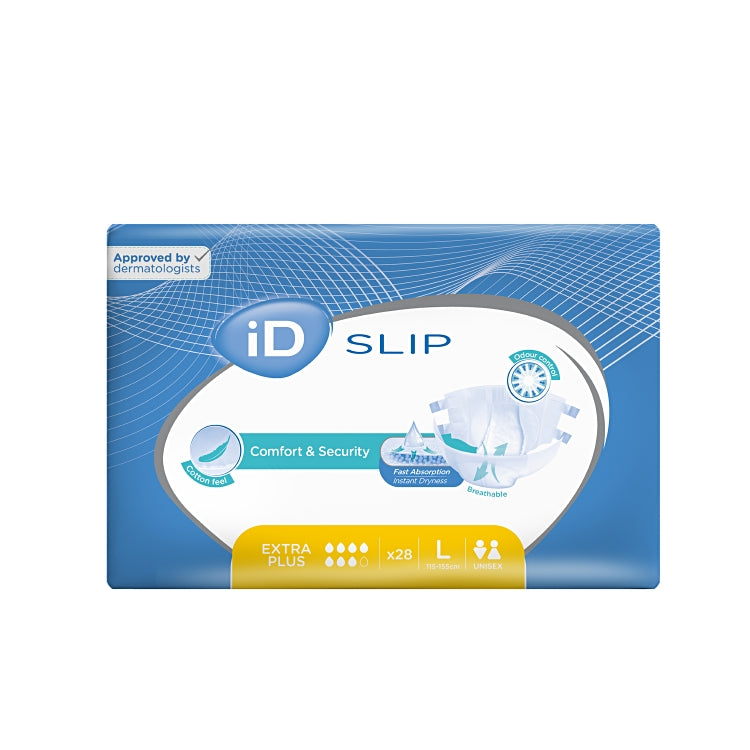 iD Slip Extra Plus L Beutel à 28 Stk., Gelb, 2950ml Taillenumfang 115-155 cm