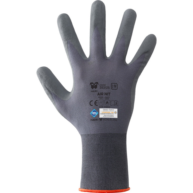 NERI AIR NIT, Gr. 7-10 (S-XL) Mechanischer Schutzhandschuh Nylon/Nitril, grau