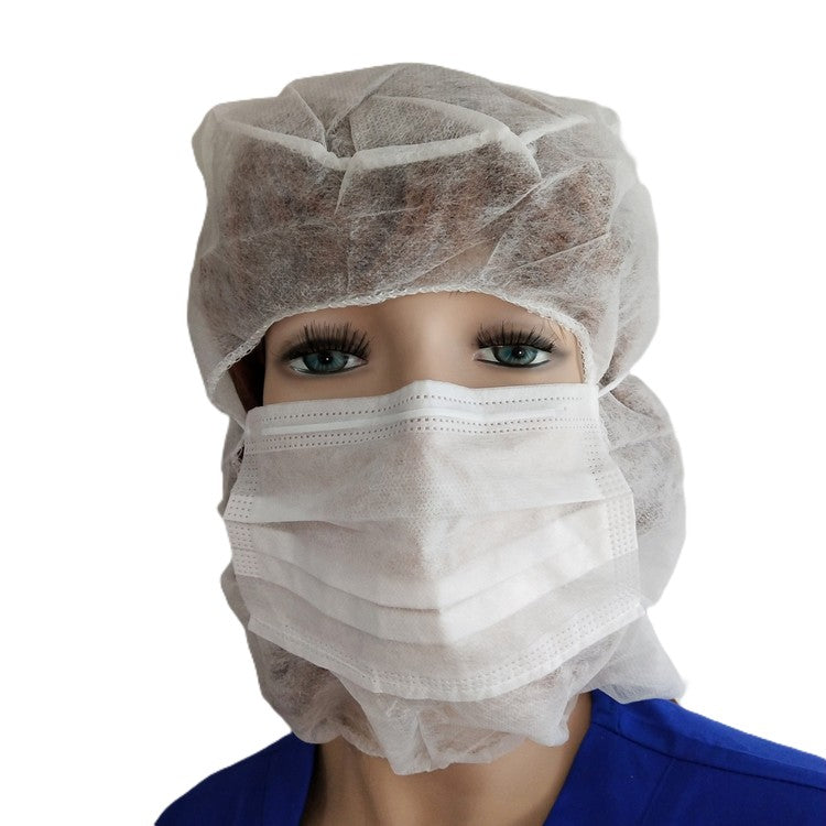 Astrohaube weiss mit Maske Beutel à 100 Stück