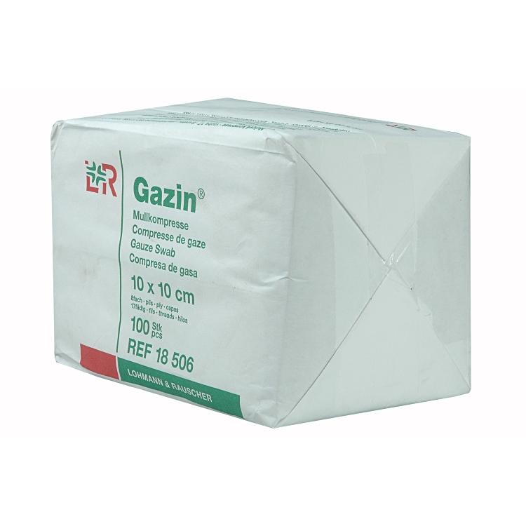 Gazin Mullkompressen 10x10 cm 8-fach, 17-fädig, ohne RK, un- steril, 100 Stk. /