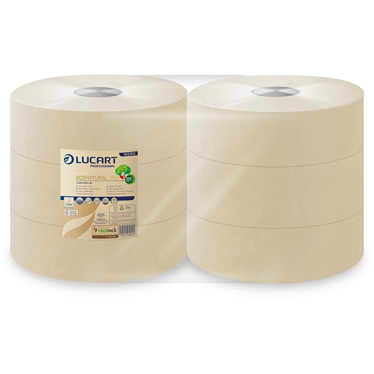 Toilettenpap. Jumbo Econat 350 Sack à 6 Rollen à 350m, 2-lag 8.5x24cm,1458 Coupo